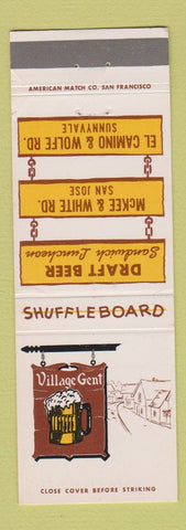 Matchbook Cover - Village Gent Sunnyvale San Jose CA