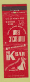 Matchbook Cover - K Bar Miracle Bar Harrisburg PA