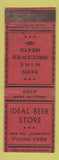 Matchbook Cover - Ideal Beer Store WORN BACK