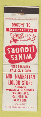Matchbook Cover - Mid Manhattan Liquor Store New York City