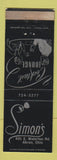 Matchbook Cover - Simon's Cocktail Lounge Akron OH WEAR