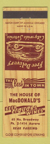 Matchbook Cover - House of MacDonald's Liquor
