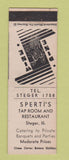 Matchbook Cover - Sperti's Tap Room Restaurant Steger IL