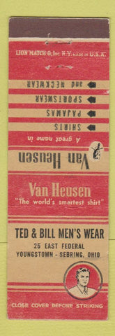 Matchbook Cover - Van Heusen Men's Clothes Ted & Bill Youngstown Sebring OH