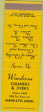 Matchbook Cover - Wandersee Cleaners Dyers Mankato MN