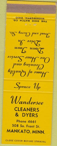 Matchbook Cover - Wandersee Cleaners Dyers Mankato MN