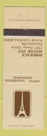 Matchbook Cover - Bordeaux Motor Inn Fayetteville NC
