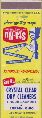 Matchbook Cover - Sta Nu Dry Cleaning Lorain OH girlie