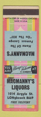 Matchbook Cover - Macmanny's Liquors Chicago IL WEAR