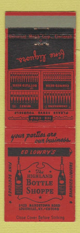 Matchbook Cover - Highland Bottle Shoppe Liquor Louisville KY