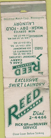 Matchbook Cover - Reed Cleaners N\Fargo Moorhead ND WORN