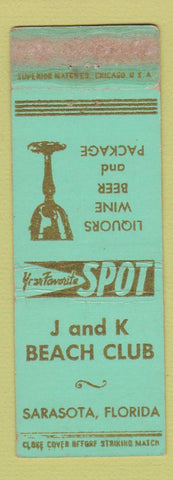 Matchbook Cover - J and K Beach Club Sarasota FL WORN