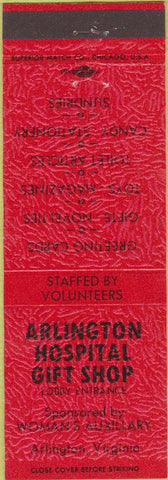 Matchbook Cover - Arlington Hospital Gift Shop VA red