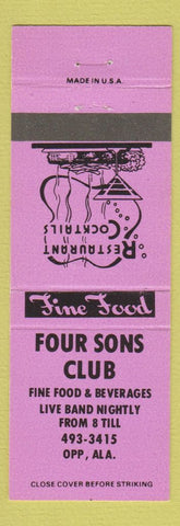 Matchbook Cover - Four Sons Club Opp AL