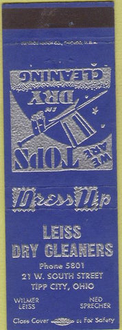 Matchbook Cover - Leiss Dry Cleaners Tipp City OH
