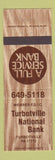 Matchbook Cover - Turbotville National Bank PA