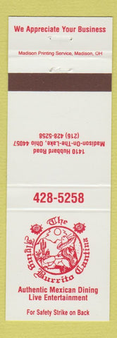 Matchbook Cover - The Flying Burrito Cantina Mexican Food Madison on the Lake OH