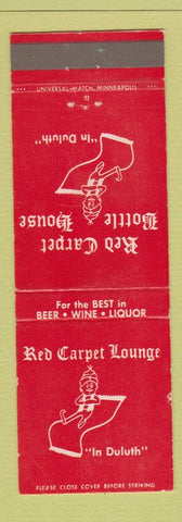 Matchbook Cover - Red Carpet Lounge Bottle House Duluth MN