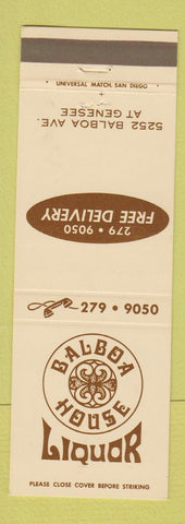 Matchbook Cover - Balboa House Liquor San Diego CA