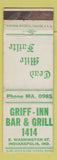 Matchbook Cover - Griff Inn Bar Grill 1414 Indianapolis IN WEAR