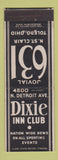 Matchbook Cover - Dixie Inn Club Toledo OH