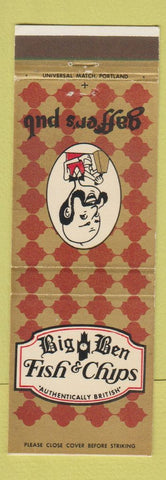 Matchbook Cover - Big Ben Fish & Chips Gaffer's Pub Tigard Gresham Portland OR