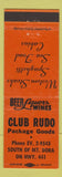 Matchbook Cover - Club Rudo Restaurant Mount Dora FL ORANGE