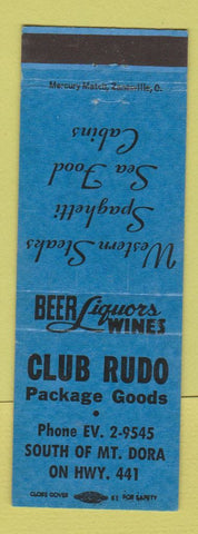 Matchbook Cover - Club Rudo Restaurant Mount Dora FL BLUE