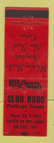Matchbook Cover - Club Rudo Restaurant Mount Dora FL RED