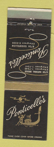 Matchbook Cover - Ponticello's St Louis MO