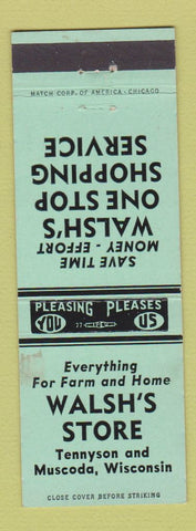 Matchbook Cover - Walsh's Store Farm and Home Muscoda WI Tennyson