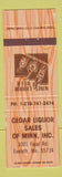 Matchbook Cover - Cedar Liquor Sales Eveleth MN