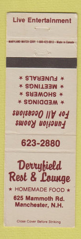 Matchbook Cover - Derryfield Restaurant Lounge Manchester NH