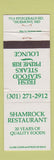 Matchbook Cover - Shamrock Restaurant Thurmont MD