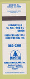 Matchbook Cover - Kings Timberland Building Hardware Armona CA