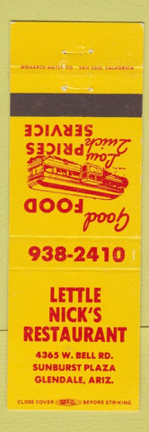 Matchbook Cover - Lettle Nick's Restaurant Glendale AZ