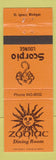 Matchbook Cover - Zodiac Dining Room Scorpio Lounge St Ignace MI