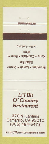 Matchbook Cover - Lil Bit O Country Restaurant Camarillo CA