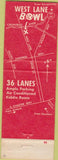 Matchbook Cover - West Lane Bowling Stockton CA