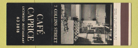 Matchbook Cover - Cafe Caprice Australia SAMPLE