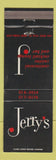 Matchbook Cover - Jerry's Restaurant New York City