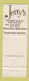Matchbook Cover - Jerry's Restaurant New York City