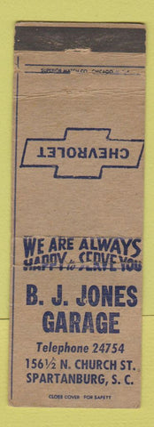 Matchbook Cover - CJ Jones Chevrolet Spartanburg SC WEAR