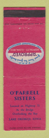 Matchbook Cover - O'Farrell Sisters Restaurant Lake Okoboji IA