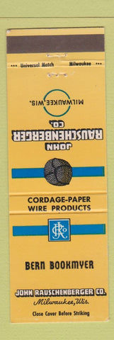 Matchbook Cover - John Rauschenberger Wire Cordage Rope Milwaukee WI