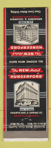 Matchbook Cover - New Hotel Hungerford Portland OR Seattle WA