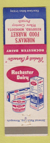 Matchbook Cover - Rochester Dairy Norman's Food Market Rushford MN