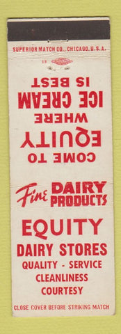 Matchbook Cover - Equity Dairy Stores Ice Cream