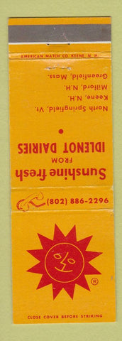 Matchbook Cover - Idlenot Dairy North Springfield VT Keene Milford NH