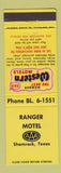 Matchbook Cover - Ranger Motel Shamrock TX Best Western